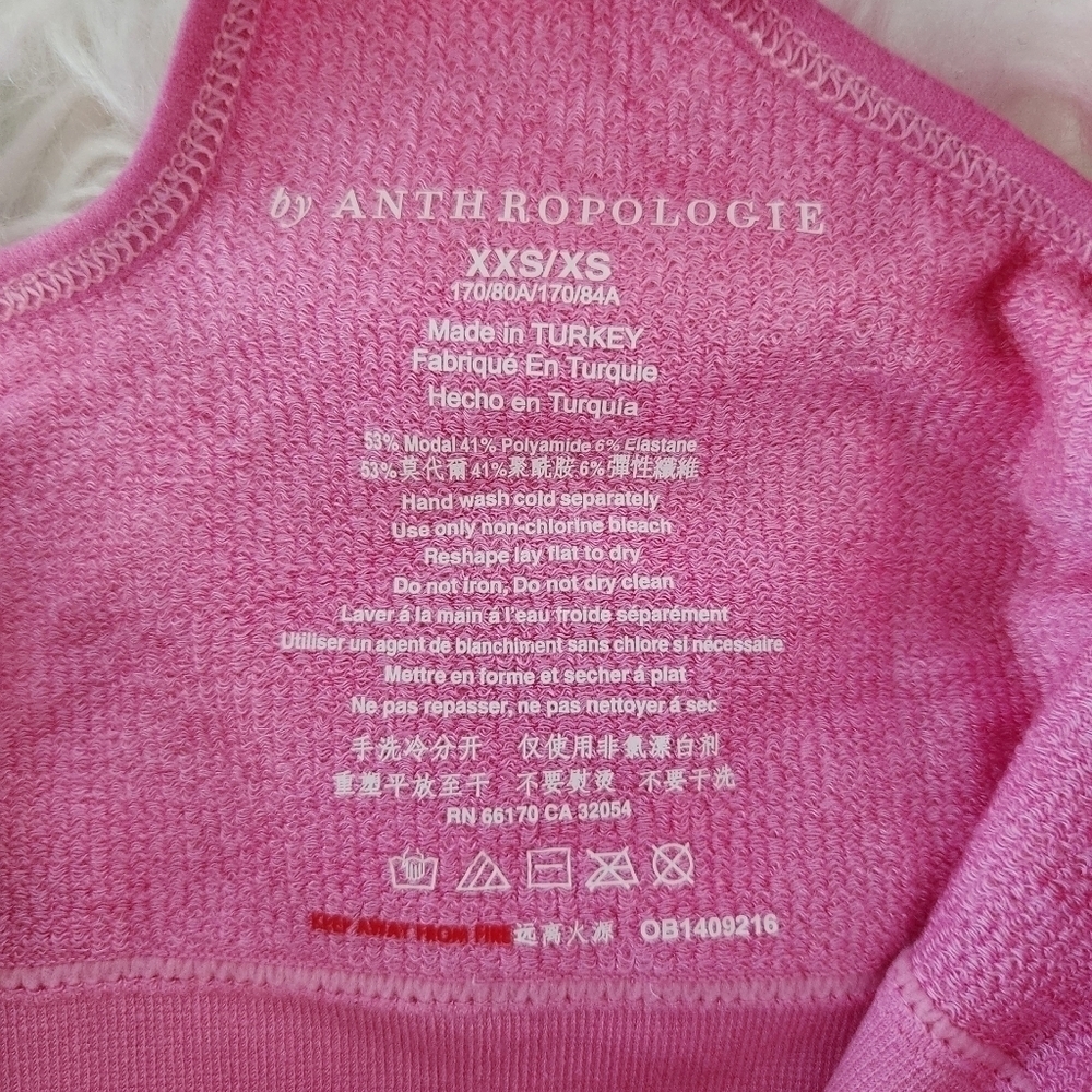 by Anthropologie Seamless Ribbed Square Neck Bralette. Pink Rose. Size xxs/xs. - Picture 4 of 5